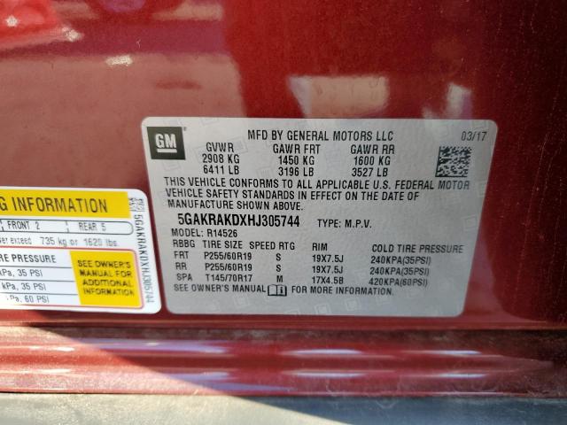 Photo 10 from auction – 2017 BUICK ENCLAVE with VIN 5GAKRAKDXHJ305744