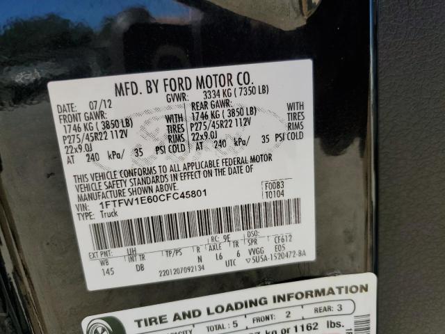 Zdjęcie 10 z aukcji – 2012 FORD F150 SUPER z VIN 1FTFW1E60CFC45801