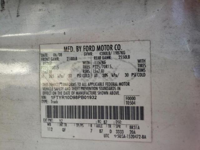 Photo 10 from auction – 2008 FORD RANGER with VIN 1FTYR10D98PB01932
