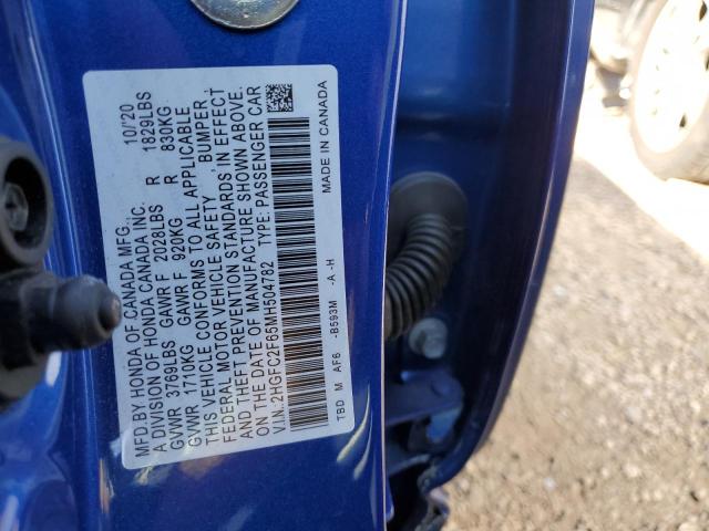 Photo 10 from auction – 2021 HONDA CIVIC with VIN 2HGFC2F65MH504782