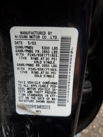 Photo 10 from auction – 2003 NISSAN PATHFINDER with VIN JN8DR09Y03W835215
