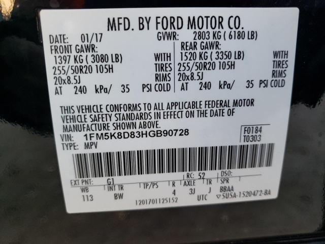 Photo 10 from auction – 2017 FORD EXPLORER X with VIN 1FM5K8D83HGB90728