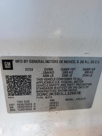 Photo 10 from auction – 2020 CHEVROLET TRAX LS with VIN 3GNCJKSB1LL126578