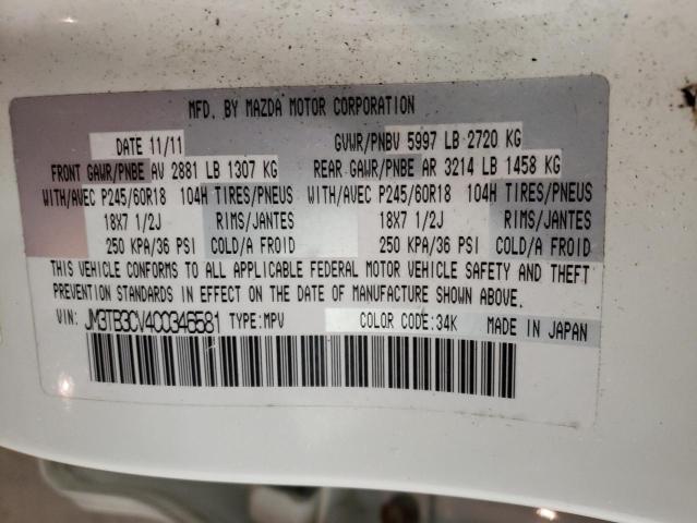 Photo 10 from auction – 2012 MAZDA CX-9 with VIN JM3TB3CV4C0346581