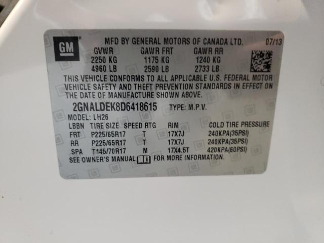 Photo 10 from auction – 2013 CHEVROLET EQUINOX LT with VIN 2GNALDEK8D6418615