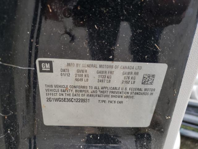 Photo 10 from auction – 2012 CHEVROLET IMPALA LT with VIN 2G1WG5E36C1220931