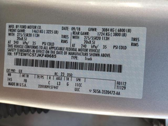 Photo 10 from auction – 2018 FORD F150 SUPER with VIN 1FTEW1C57JKF49685