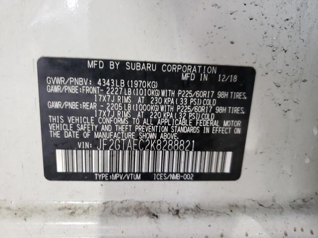 Photo 10 from auction – 2019 SUBARU CROSSTREK with VIN JF2GTAEC2K8288821