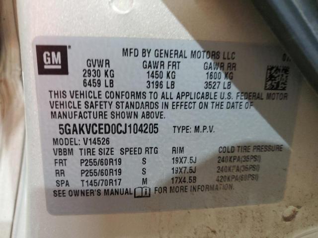 Photo 10 from auction – 2012 BUICK ENCLAVE with VIN 5GAKVCED0CJ104205
