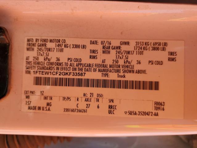Photo 10 from auction – 2016 FORD F150 SUPER with VIN 1FTEW1CF2GKF33587