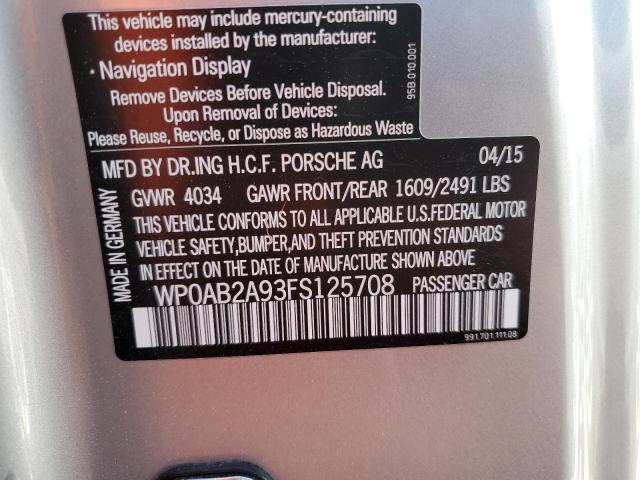 Photo 10 from auction – 2015 PORSCHE 911 CARRER with VIN WP0AB2A93FS125708