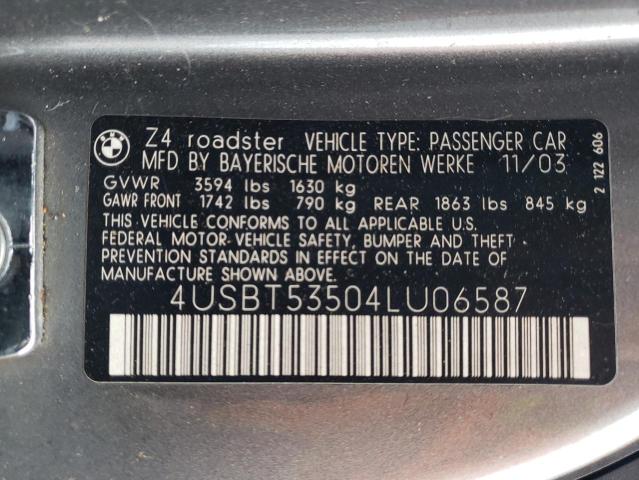Photo 10 from auction – 2004 BMW Z4 3.0 with VIN 4USBT53504LU06587