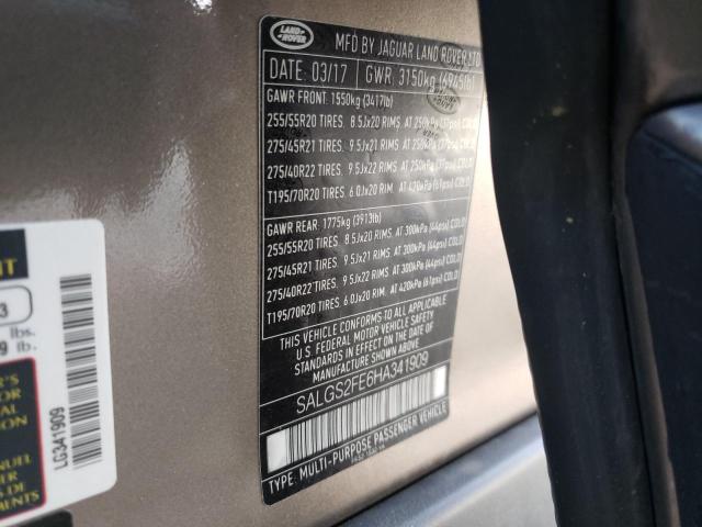 Photo 10 from auction – 2017 LAND ROVER RANGE ROVE with VIN SALGS2FE6HA341909