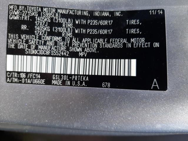 Photo 10 from auction – 2015 TOYOTA SIENNA LE with VIN 5TDKK3DC8FS552442
