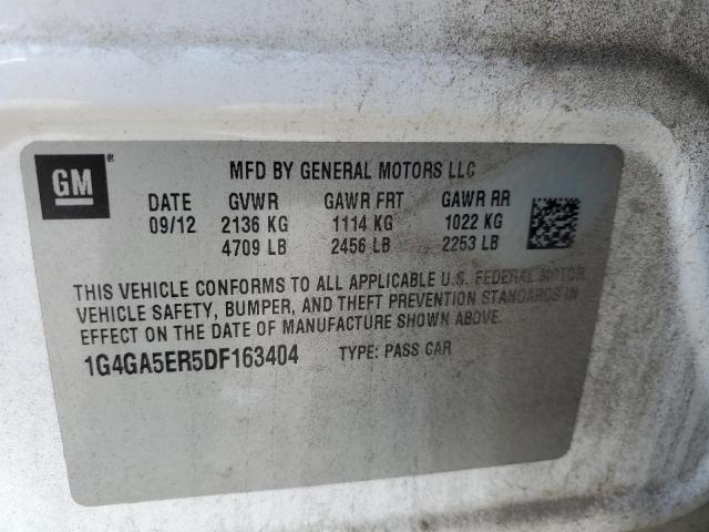 Photo 10 from auction – 2013 BUICK LACROSSE with VIN 1G4GA5ER5DF163404