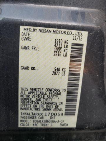 Photo 10 from auction – 2013 NISSAN ALTIMA 2.5 with VIN 1N4AL3APXDC170059