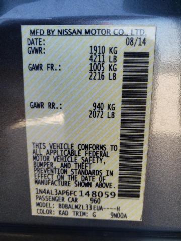 Photo 10 from auction – 2015 NISSAN ALTIMA 2.5 with VIN 1N4AL3AP6FC148059