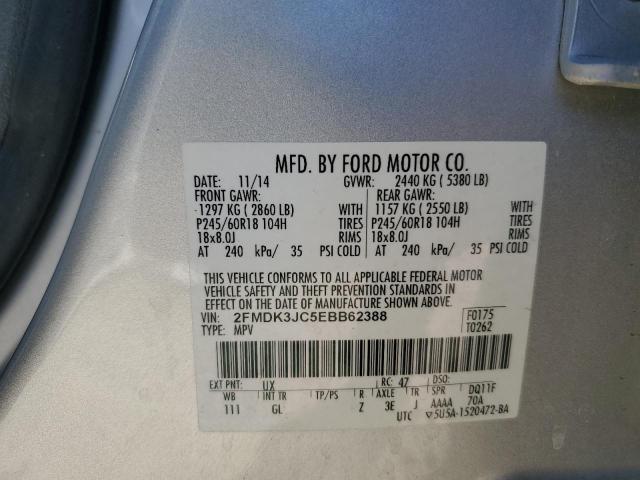 Photo 10 from auction – 2014 FORD EDGE with VIN 2FMDK3JC5EBB62388