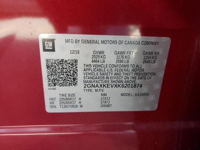 Photo 10 from auction – 2019 CHEVROLET EQUINOX LT with VIN 2GNAXKEVXK6201874