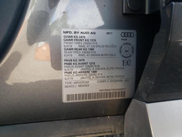 Photo 10 from auction – 2018 AUDI Q5 PREMIUM with VIN WA1BNAFY9J2045077