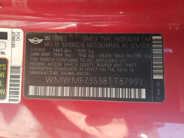 Photo 10 from auction – 2008 MINI COOPER S with VIN WMWMF73538TT87991