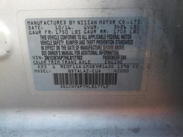 Photo 10 from auction – 2017 NISSAN VERSA S with VIN 3N1CN7AP7HL817762