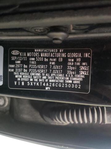 Photo 10 from auction – 2012 KIA SORENTO BA with VIN 5XYKT4A26CG250302