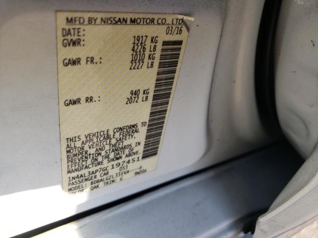 Photo 10 from auction – 2016 NISSAN ALTIMA 2.5 with VIN 1N4AL3AP7GC197451