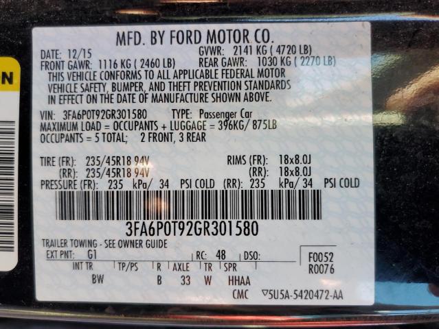 Photo 10 from auction – 2016 FORD FUSION SE with VIN 3FA6P0T92GR301580