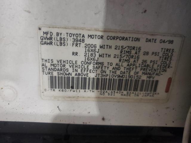 Photo 10 from auction – 1998 TOYOTA RAV4 with VIN JT3HP10V9W0190152