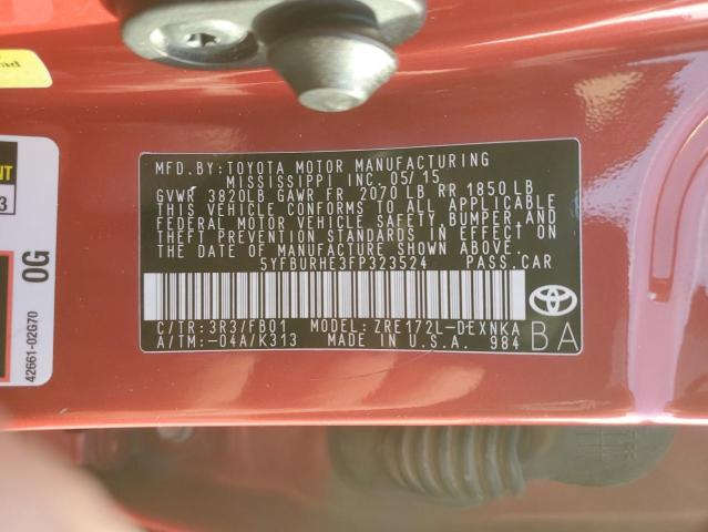 Photo 10 from auction – 2015 TOYOTA COROLLA L with VIN 5YFBURHE3FP323524