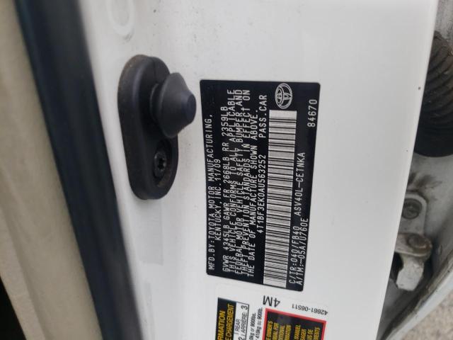 Photo 10 from auction – 2010 TOYOTA CAMRY BASE with VIN 4T1BF3EK0AU563252
