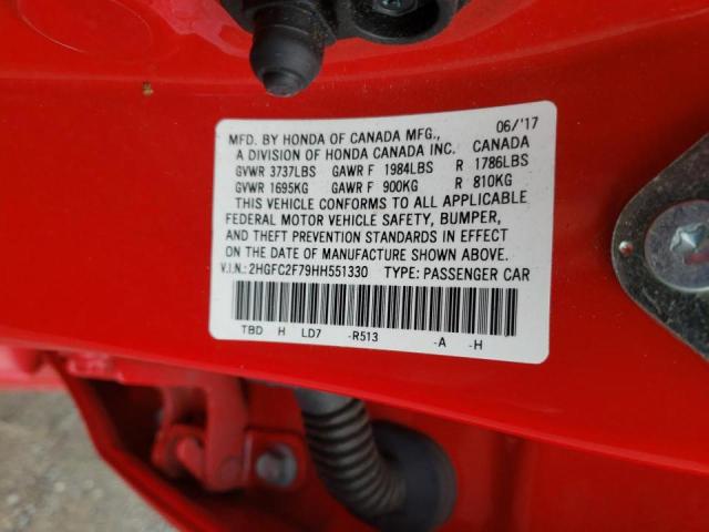 Photo 10 from auction – 2017 HONDA CIVIC EX with VIN 2HGFC2F79HH551330