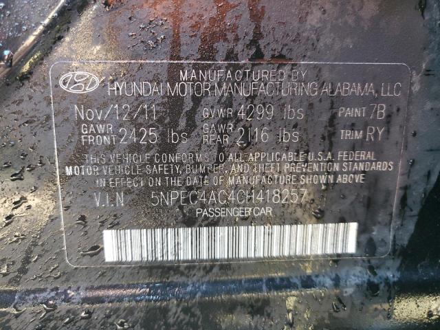 Photo 10 from auction – 2012 HYUNDAI SONATA with VIN 5NPEC4AC4CH418257