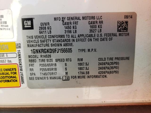 Photo 10 from auction – 2015 CHEVROLET TRAVERSE L with VIN 1GNKRGKD9FJ156605