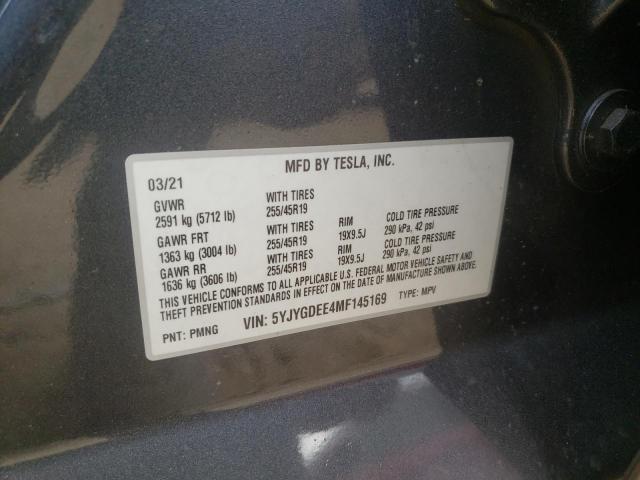 Photo 10 from auction – 2021 TESLA MODEL Y with VIN 5YJYGDEE4MF145169