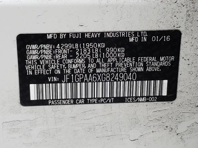 Photo 10 from auction – 2016 SUBARU IMPREZA with VIN JF1GPAA6XG8249040