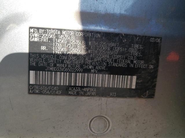 Photo 10 from auction – 2006 TOYOTA RAV4 with VIN JTMBD33V065022999