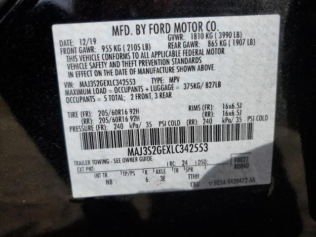 Photo 10 from auction – 2020 FORD ECOSPORT S with VIN MAJ3S2GEXLC342553