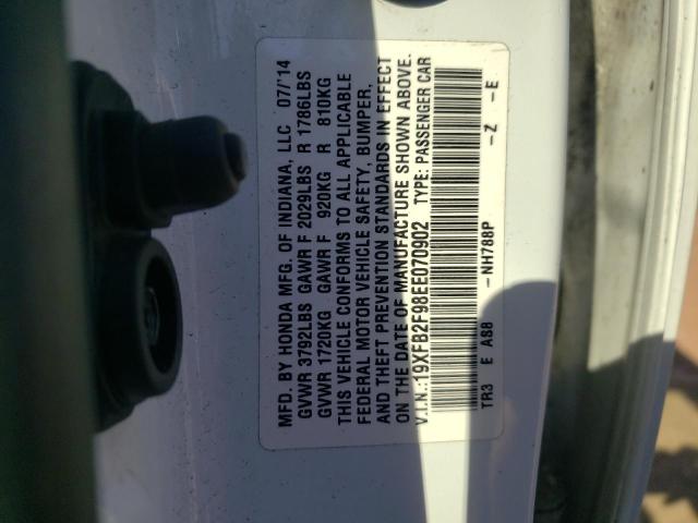 Photo 10 from auction – 2014 HONDA CIVIC EXL with VIN 19XFB2F98EE070902