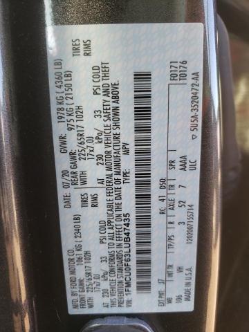 Photo 10 from auction – 2020 FORD ESCAPE S with VIN 1FMCU0F63LUB47435