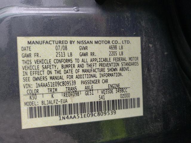Photo 10 from auction – 2009 NISSAN MAXIMA S with VIN 1N4AA51E09C809539