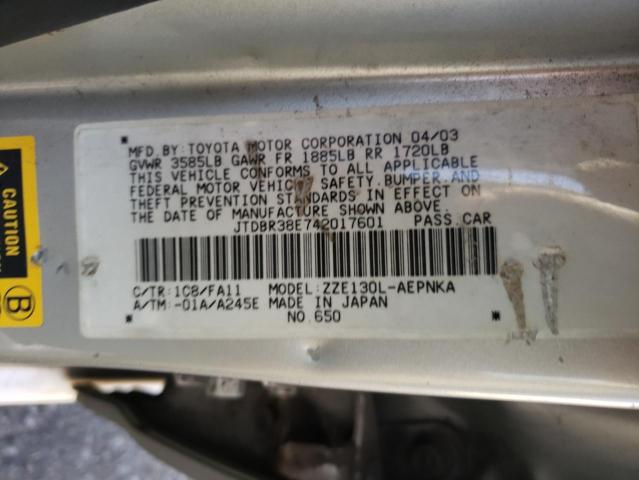 Photo 10 from auction – 2004 TOYOTA COROLLA CE with VIN JTDBR38E742017601