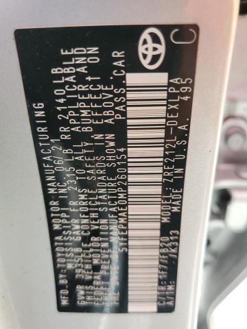 Photo 10 from auction – 2021 TOYOTA COROLLA LE with VIN 5YFEPMAE0MP260154