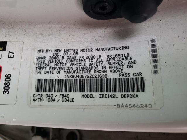Photo 10 from auction – 2009 TOYOTA COROLLA BA with VIN 1NXBU40E79Z021638