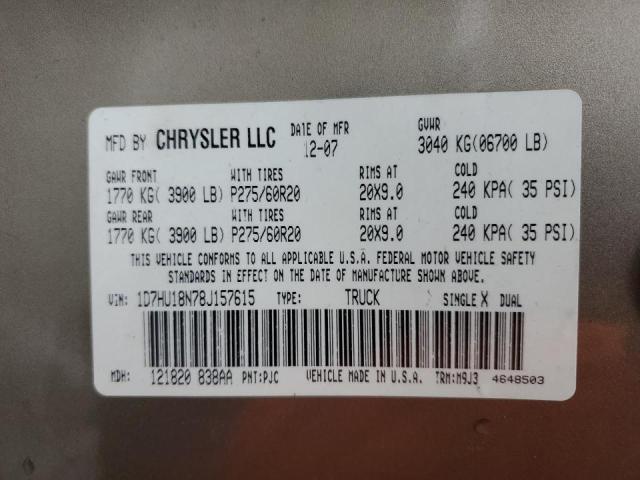 Photo 10 from auction – 2008 DODGE RAM 1500 S with VIN 1D7HU18N78J157615