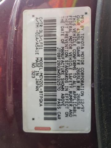 Photo 10 from auction – 1998 LEXUS ES 300 with VIN JT8BF28G3W5032570