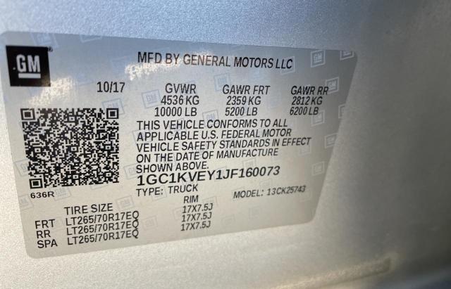Photo 10 from auction – 2018 CHEVROLET SILVERADO with VIN 1GC1KVEY1JF160073