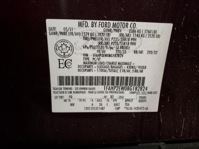Photo 10 from auction – 2011 FORD TAURUS SEL with VIN 1FAHP2EW0BG182824