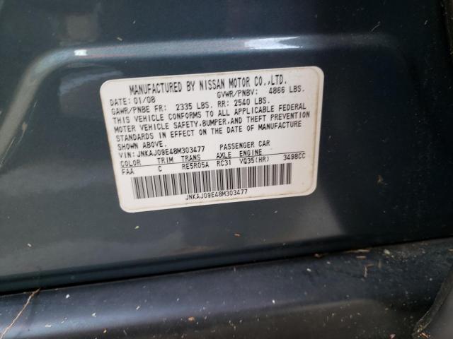 Photo 10 from auction – 2008 INFINITI EX35 BASE with VIN JNKAJ09E48M303477